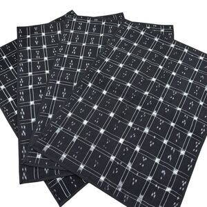 Crate & Barrel Placemats Black Cotton Checkered Pique Woven Rectangle X4 NEW